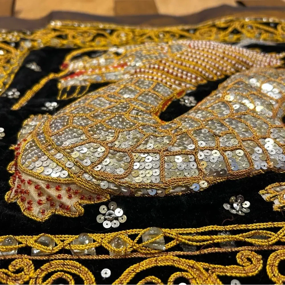 Large Asian Embroidery Sequin Art Tapestry Dragon Kalaga Wall Hanging